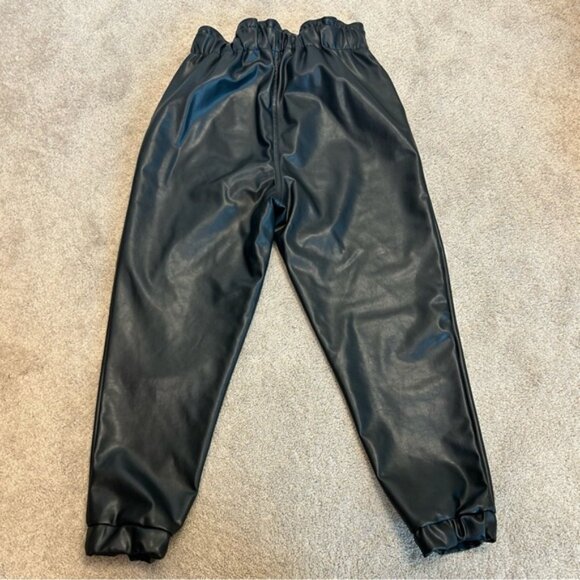 Black Faux Leather Jogger Pants - Picture 5 of 13
